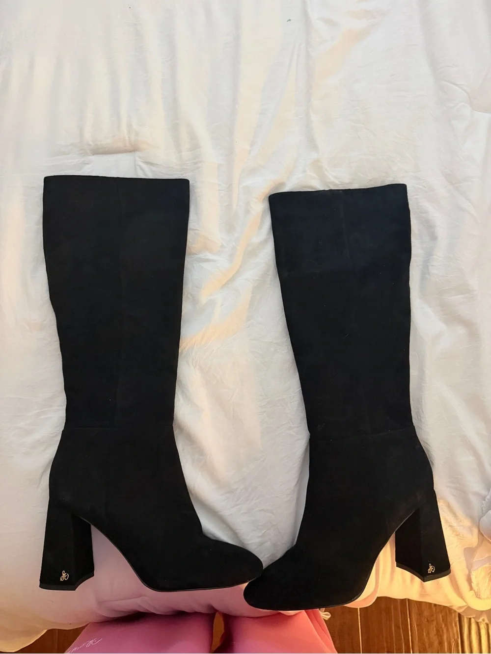 Sam Edelman Black Over-the-Knee Suede Boots - Block Heel
